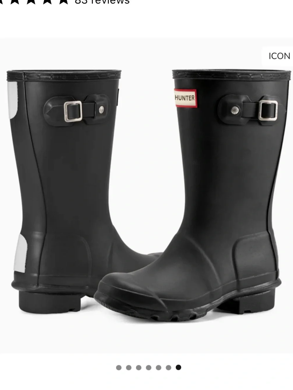 Kids Hunter Black Tall Rain Boots (roughly age 7-8 years old)